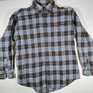 CARHARTT Mens Extra Large XL Plaid Blue Button Down Long Sleeve Flannel Shirt